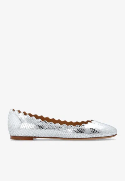 CHLOÉ LAUREN PYTHON PRINT LEATHER BALLET FLATS