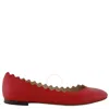 Chloé Chloe Lauren Scallop-trim Leather Ballet Flats In Red