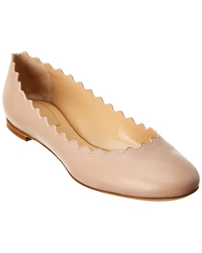 Chloé Lauren Scalloped Leather Ballerina Flat In Neutral