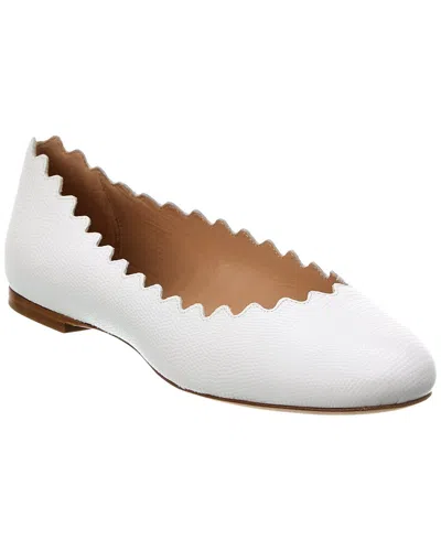 Chloé Lauren Scalloped Leather Ballerina Flats In White