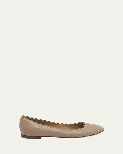 Chloé Lauren Scalloped Leather Ballet Flats