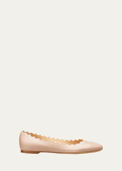 Chloé Lauren Scalloped Leather Ballet Flats In Pink Tea