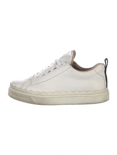 Pre-owned Chloé Lauren Scalloped Sneakers In White