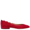 Chloé Chloe Lauren Scalloped Suede Ballerinas In Red