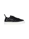 Chloé Lauren Scalloped Logo-detailed Lace And Leather Sneakers