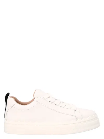 Chloé Chloe Lauren Scalloped Leather Sneaker In White