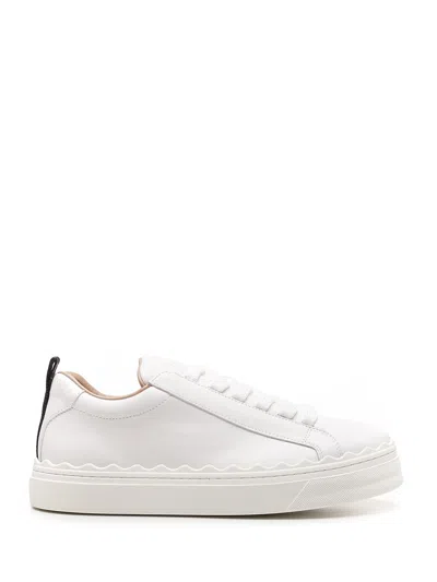 Chloé Lauren Trainers In White Leather In Bianco