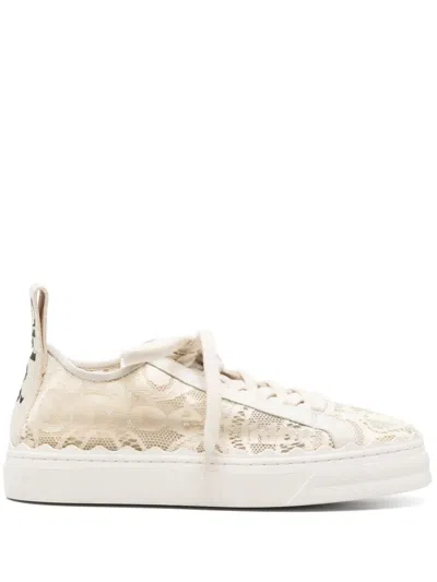 Chloé Lauren Sneakers With Lace Details In White