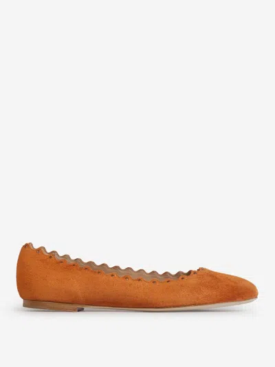 Chloé Lauren Stud-detailed Ballerina Shoes In Dark Orange