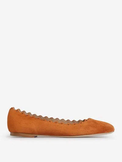 Chloé Lauren Suede Ballerinas In Dark Orange