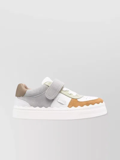 Chloé Lauren Touch Strap Sneakers In White