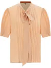 Chloé Chloe Scarf-effect Silk Crepe De Chine Blouse In Nude