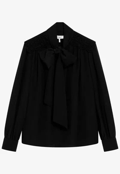 Chloé Lavallière Silk Blouse In Black