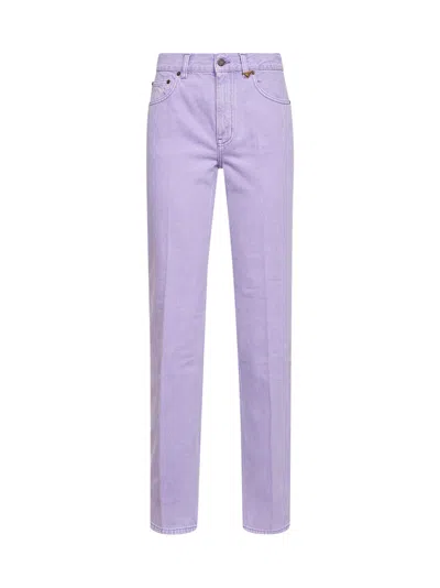 Chloé Lavender Fog Denim Straight Jeans In Purple