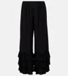 Chloé Ruffled Silk Crepe De Chine Wide-leg Pants In Black