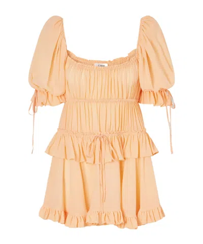 Chloé Layered Dress In Brown