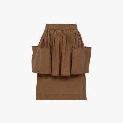 Chloé Layered Knee-length Skirt In Cotton Poplin In Brown