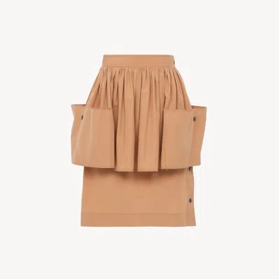 Chloé Layered Knee-length Skirt In Cotton Poplin In Brown
