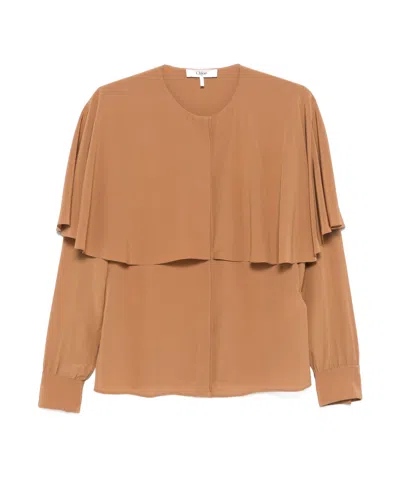 Chloé Layered Shirt In Cognac Brown