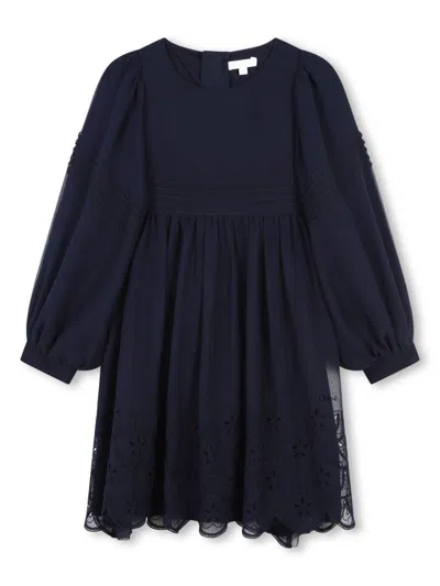 Chloé Kids' Layered Silk Dress In Blue