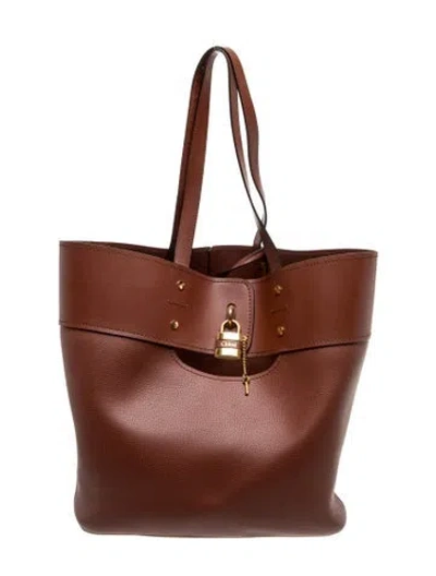 Pre-owned Chloé Leather Aby Tote Bag Medium In Brown