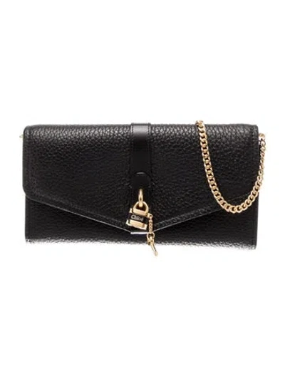 Pre-owned Chloé Leather Aby Wallet In Black