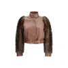 Chloé Leather Jacket With Belted Waist And Fur Sleeves In Brown
