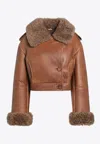 Chloé Boxy Jacket In Sheepskin And Shearling Women In Brown