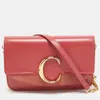 CHLOÉ LEATHER AND SUEDE C CHAIN CLUTCH