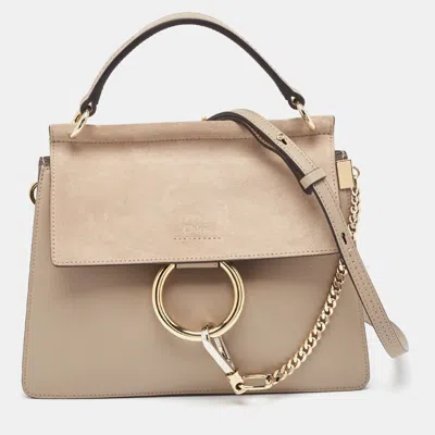 Chloé Leather And Suede Faye Top Handle Bag In Brown