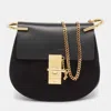 CHLOÉ LEATHER AND SUEDE SMALL DREW CHAIN CROSSBODY BAG