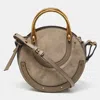 CHLOÉ CHLOÉ LEATHER AND SUEDE SMALL PIXIE ROUND CROSSBODY BAG