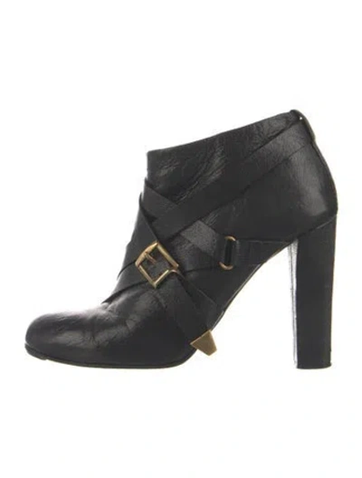 Pre-owned Chloé Leather Animal Print Boots In Blue