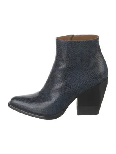 Pre-owned Chloé Leather Animal Print Boots In Blue