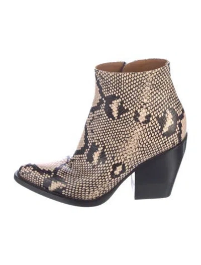 Pre-owned Chloé Leather Animal Print Boots In Neutral