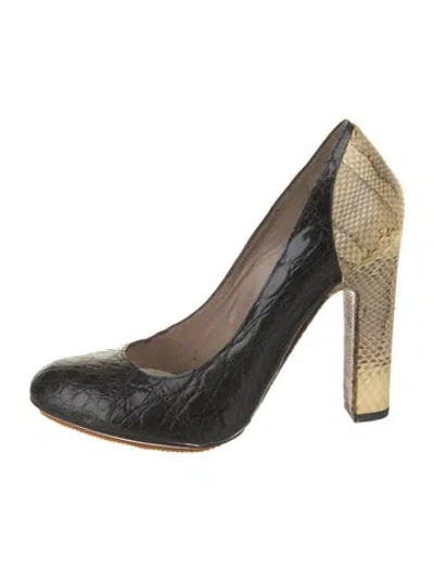 Pre-owned Chloé Leather Animal Print Pumps In Black