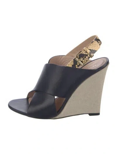 Pre-owned Chloé Leather Animal Print Slingback Sandals In Blue
