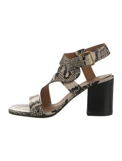 Pre-owned Chloé Leather Animal Print Slingback Sandals In Multi