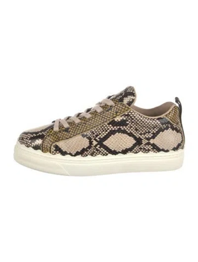 Pre-owned Chloé Leather Animal Print Sneakers In Neutral