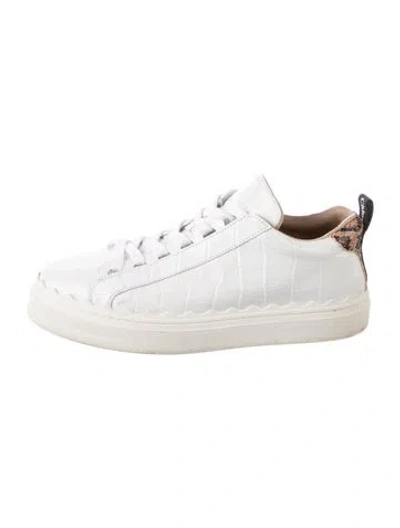 Pre-owned Chloé Leather Animal Print Sneakers In White