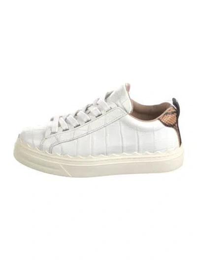 Pre-owned Chloé Leather Animal Print Sneakers In White