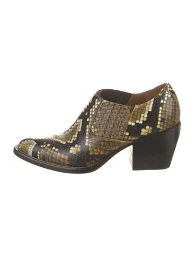 Pre-owned Chloé Leather Animal Print Western Boots In Green