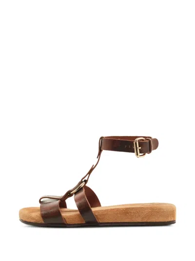 Pre-owned Chloé Leather Ankle-strap Sandals In Brown