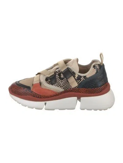 Pre-owned Chloé Leather Athletic Sneakers In Neutral