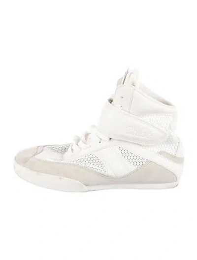 Pre-owned Chloé Leather Athletic Sneakers In White