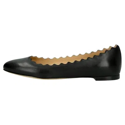 Pre-owned Chloé Chloe Leather Ballerina Flats In Black