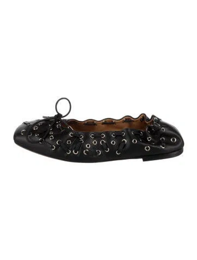 Pre-owned Chloé Leather Ballet Flats In Black
