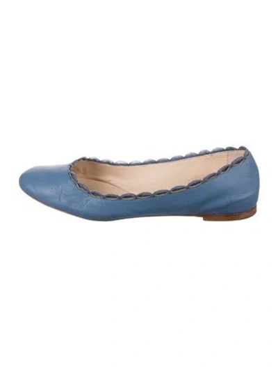 Pre-owned Chloé Leather Ballet Flats In Blue