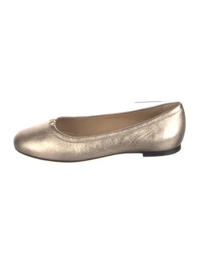 Pre-owned Chloé Leather Ballet Flats In Gold
