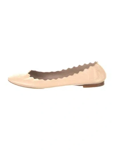 Pre-owned Chloé Leather Ballet Flats In Neutral